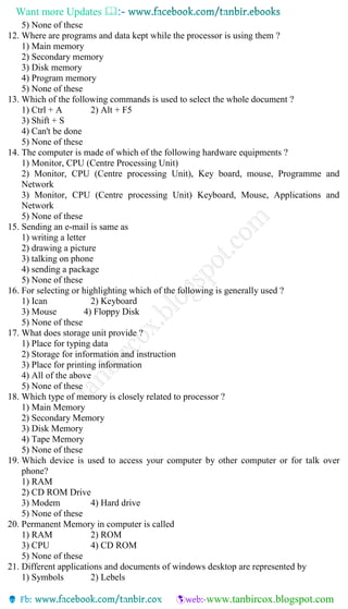 Computer and information model test for bank exams | PDF