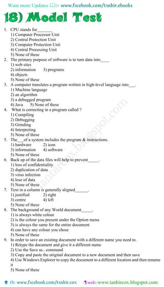 Computer and information model test for bank exams | PDF