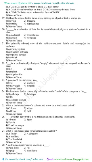 Computer and information model test for bank exams | PDF