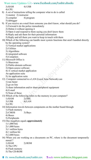 Computer and information model test for bank exams | PDF
