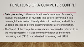 Computer application appreciation unit i | PPTX | Data Storage and ...