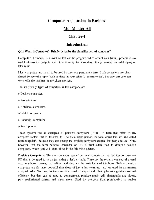 Computer application in business PDF