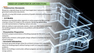 Computer applications in architecture | PPTX