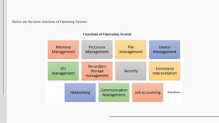 Below are the main functions of Operating System:
Functions of Operating System
 