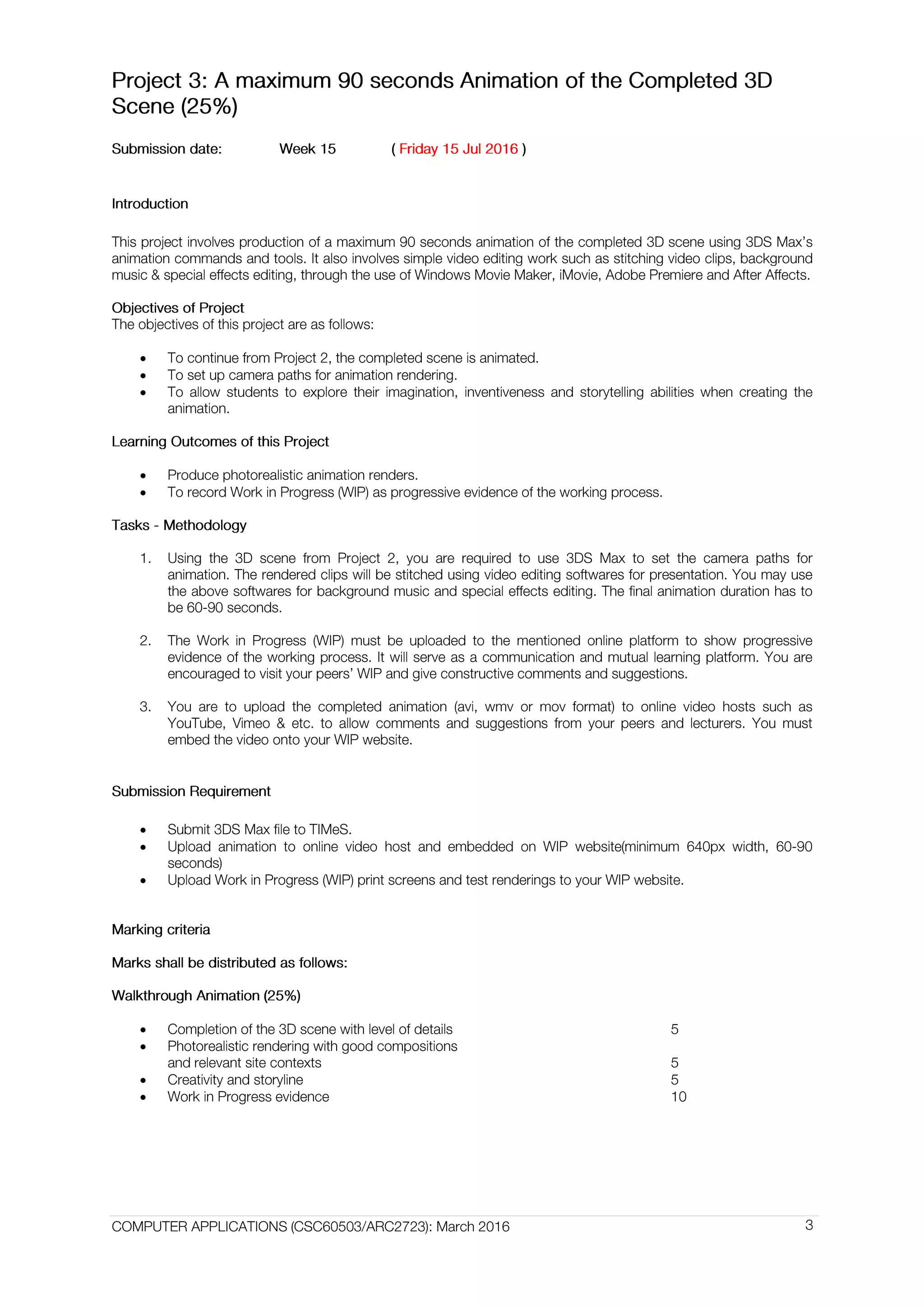 SEMESTER 3 : COMPUTER APPLICATIONS PROJECT BRIEF | PDF