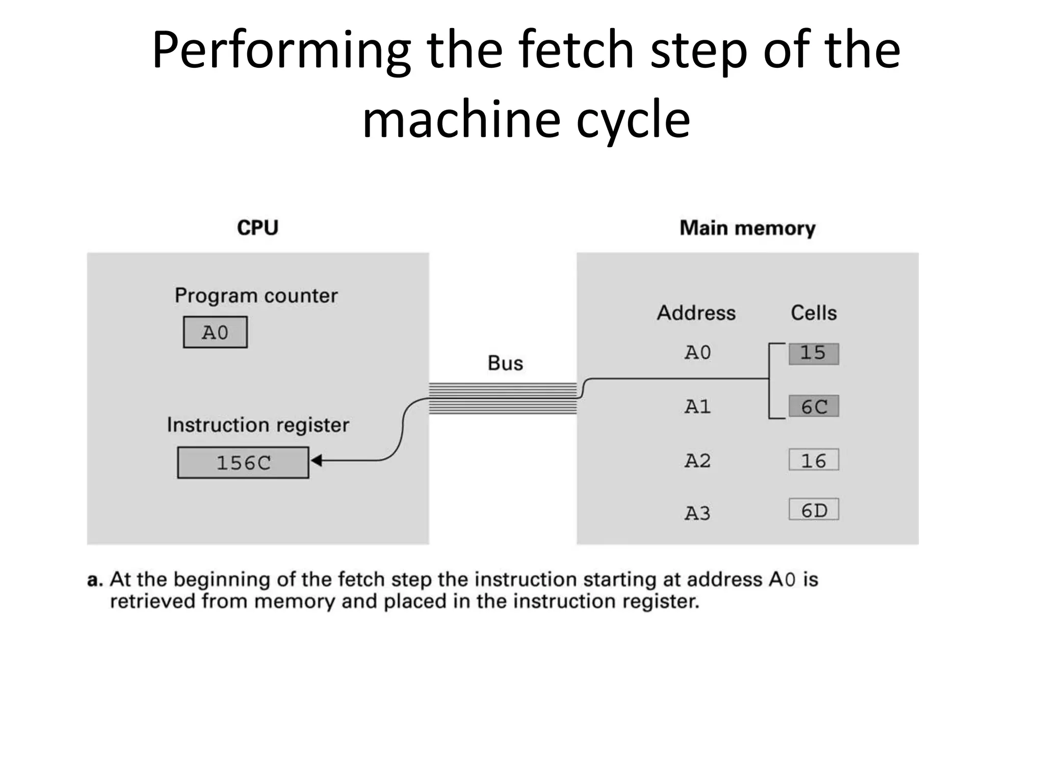 Performing the fetch step of the
        machine cycle
 