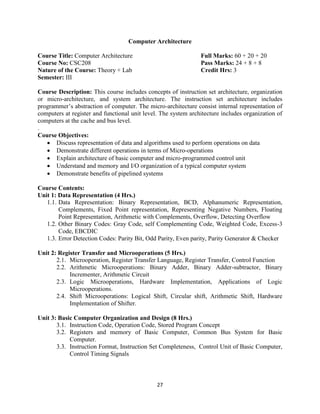 computer architecture course overview | pdf | software... Computer Architecturesyllabus for csit.pdf