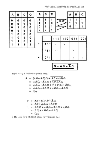 ii The logic for a 4-bit look-ahead carry is given by…
Figure B.8: Q-m solutions to question one (i)
PART I. FROM SOFTWARE TO HARDWARE 365
 