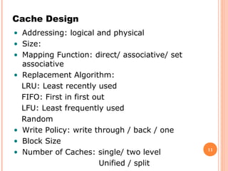 Computer architecture cache memory | PPT