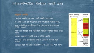 ভার্চু য়াে যমমডরঃ
ভার্চু য়াে যমমডর হে এমন একটি যমমডর বযবস্থািনা
ো একটি ওএস এর হািু ওয়যার এবং সফ্টওয়যার বযবহার কবর,
োবত কডিউটার অ্স্থায়ীভাবব ডিস্ক যোবরি রযান্ডম অ্যাবেস
যমমডর (RAM)
যথ্বক তথ্য হস্তান্তর কবর ডফডিকযাে যমমডরর দচবুেতা কাভার ডদবত
িাবর।
ভার্চু য়াে অ্যাবেস যেসটি রযাম এ সডরয় যমমডর
এবং হািু ডিস্ক োইভগুডেবত ডনষ্ক্রীয় যমমডরর বযবহার কবর
অ্যাবেস
increase কবর ো উভয় অ্যাডিবকশন এবং এর যিটা ধ্বর রাবখ।
মাইবরাকডিউটার ডসবেবমর যমমডর রমঃ
 