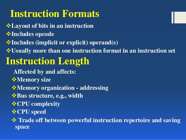 Computer architecture instruction formats