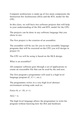 Computer architecture is made up of two main components the Instruct.docx
