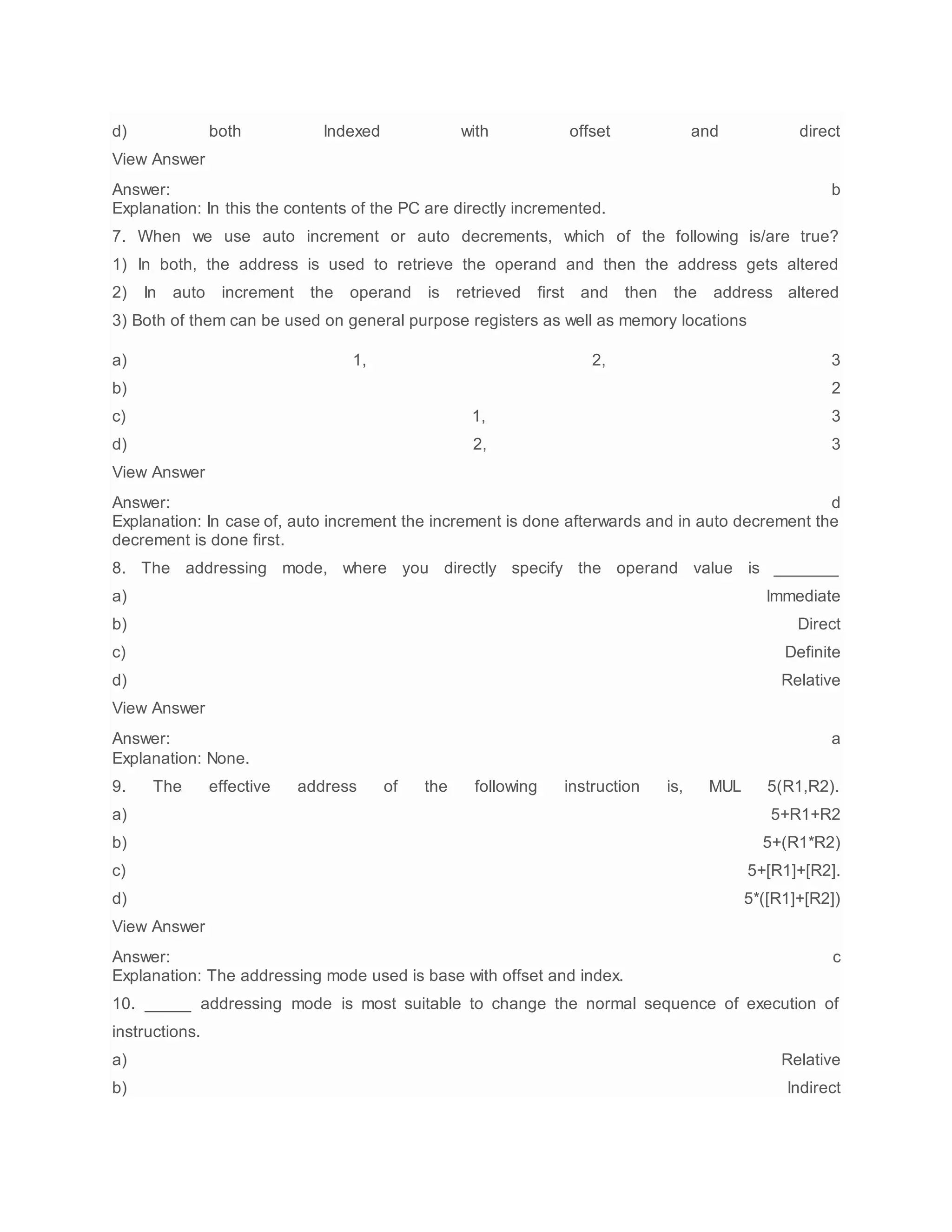 Computer architecture mcq (2) | DOCX | Operating Systems | Computer ...