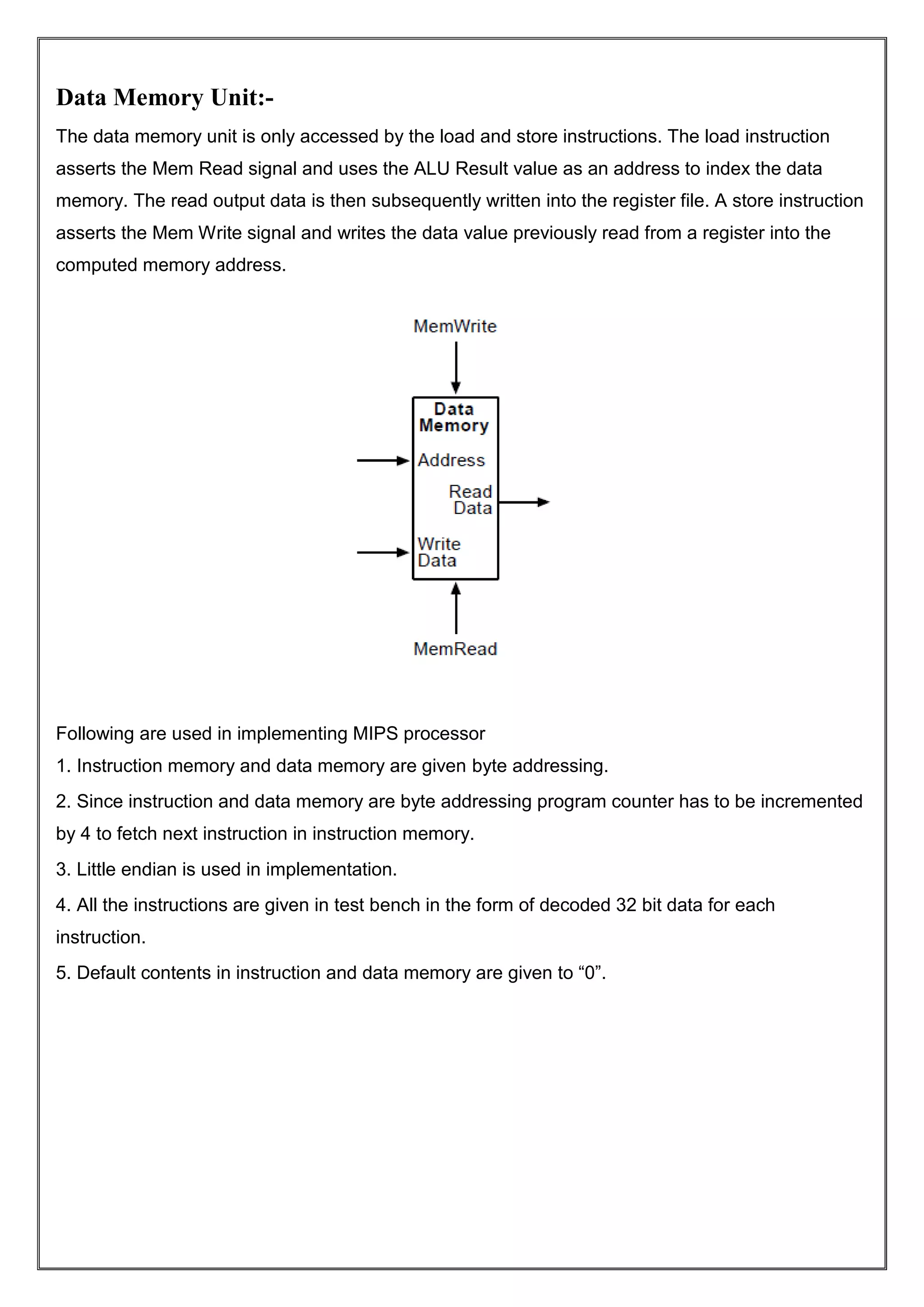 Implementation Of MIPS Single Cycle Processor | PDF