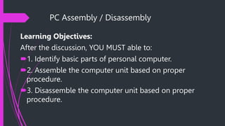 Computer Assembly and Disassembly Procedures_student.pptx | Computer ...