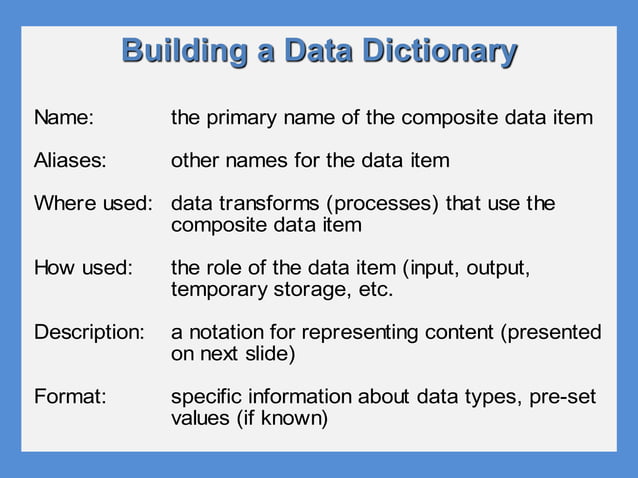 What is a DATA DICTIONARY? | PPT