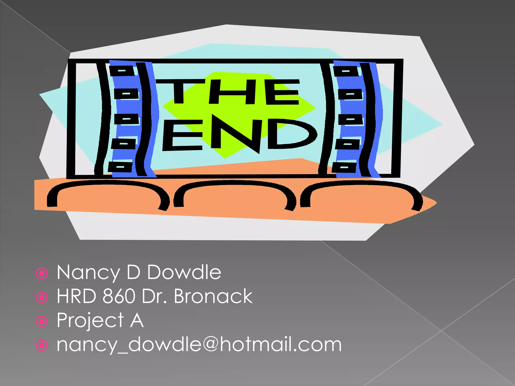 Nancy D DowdleHRD 860 Dr. BronackProject Anancy_dowdle@hotmail.com