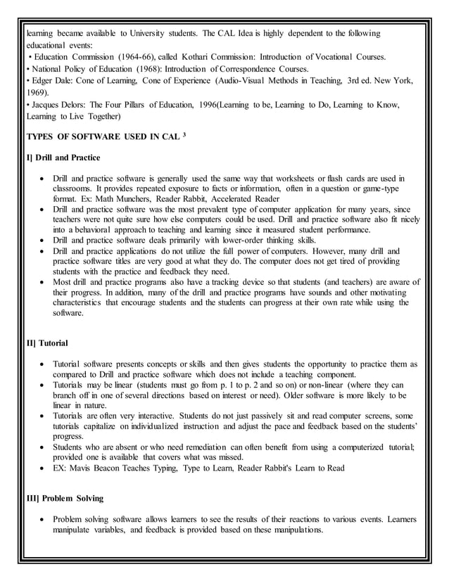 Computer assisted learning