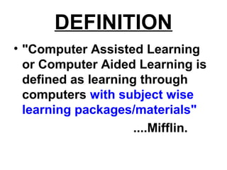 Computer Assisted Learning | PPT | Education