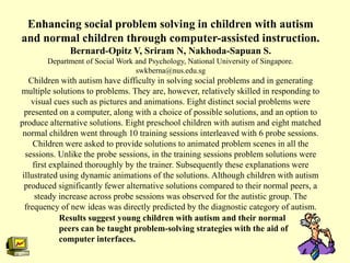 Computer Based Intervention For Individuals With Autism