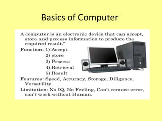 Basics of Computer
 