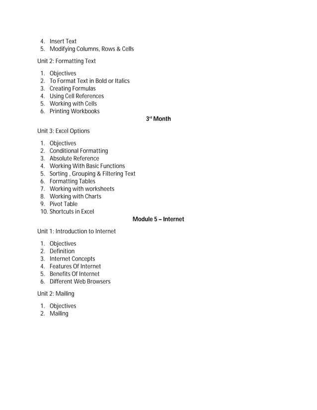 Basic Computer Course Details | PDF