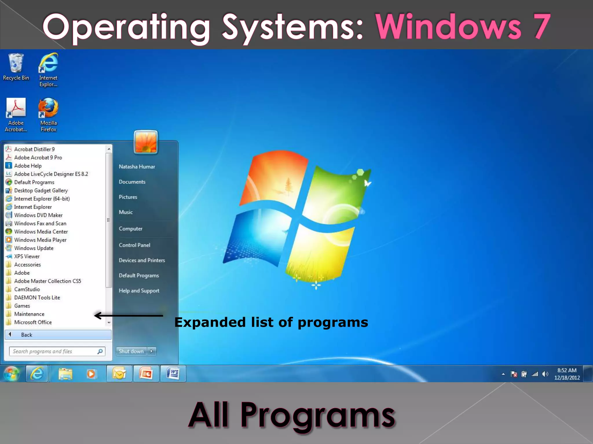 Expanded list of programs
 