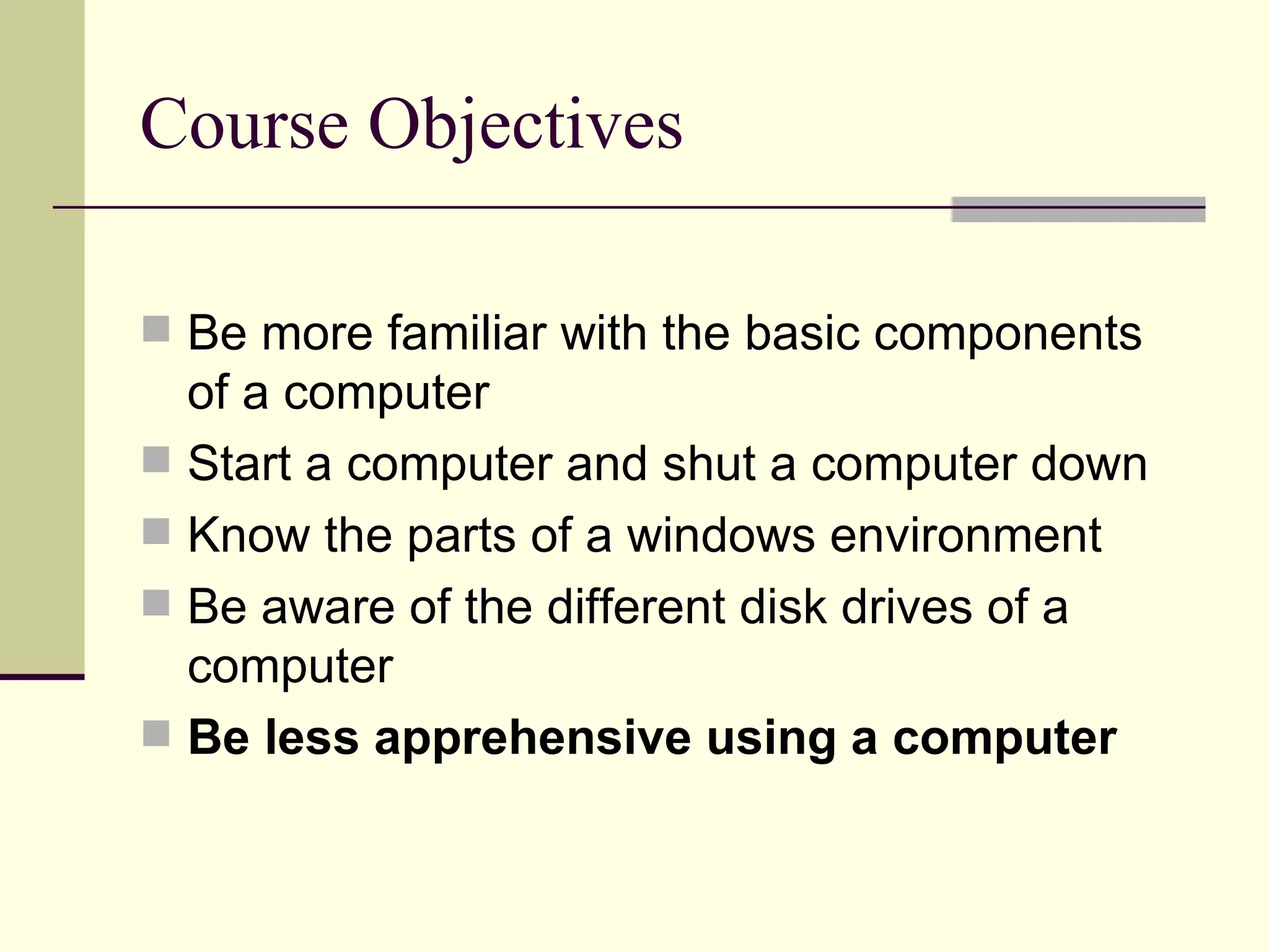computer basics 101 slideshow presentation