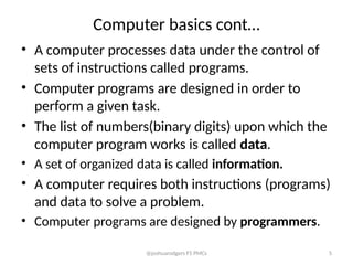 Comprehensive Introduction to Computer Basics and CPU Architecture | PPTX