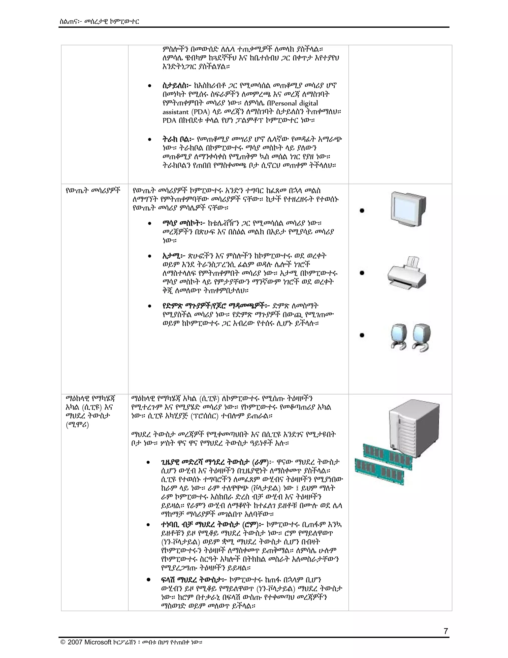 ዕውቅና ያለው የMicrosoft የኤሌክትሮኒክ መማሪያ (E-Learning) ስልጠና - Computer Basics | PDF