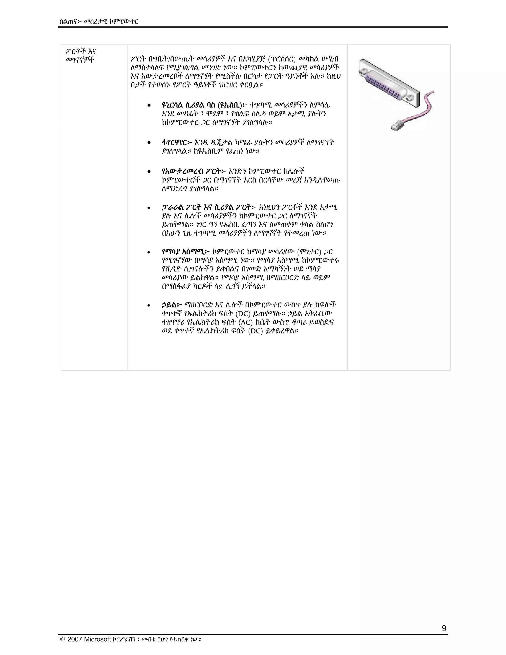 ዕውቅና ያለው የMicrosoft የኤሌክትሮኒክ መማሪያ (E-Learning) ስልጠና - Computer Basics | PDF