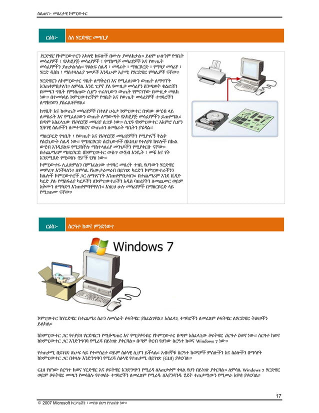 ዕውቅና ያለው የMicrosoft የኤሌክትሮኒክ መማሪያ (E-Learning) ስልጠና - Computer Basics | PDF