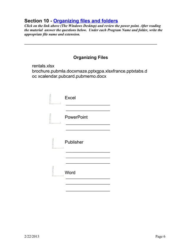 Computer basics worksheet | DOC | Operating Systems | Computer Software ...