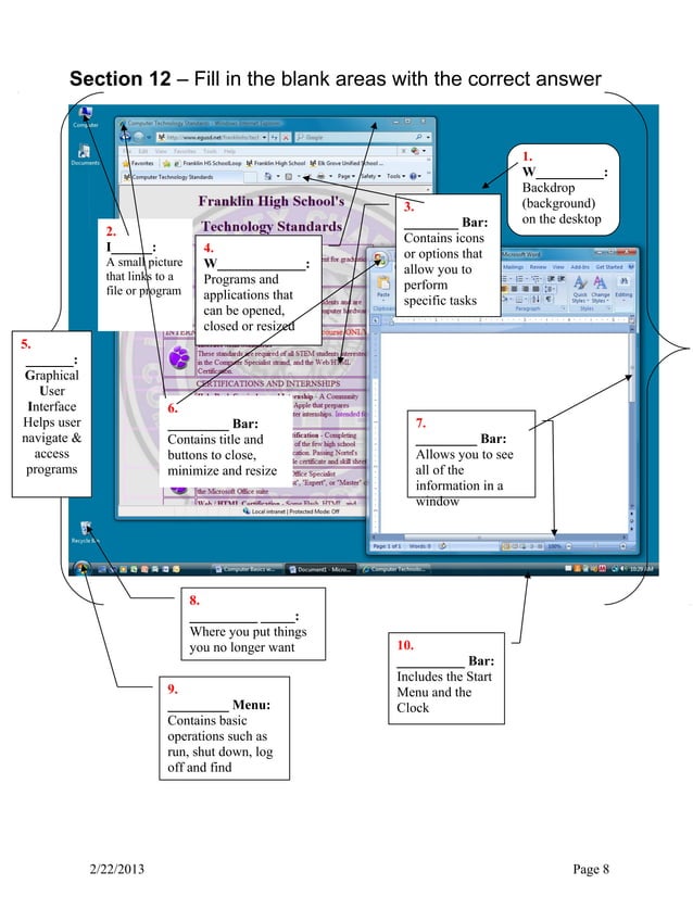 Computer basics worksheet