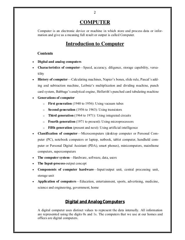 BASIC KNOWLEDGE OF COMPUTER