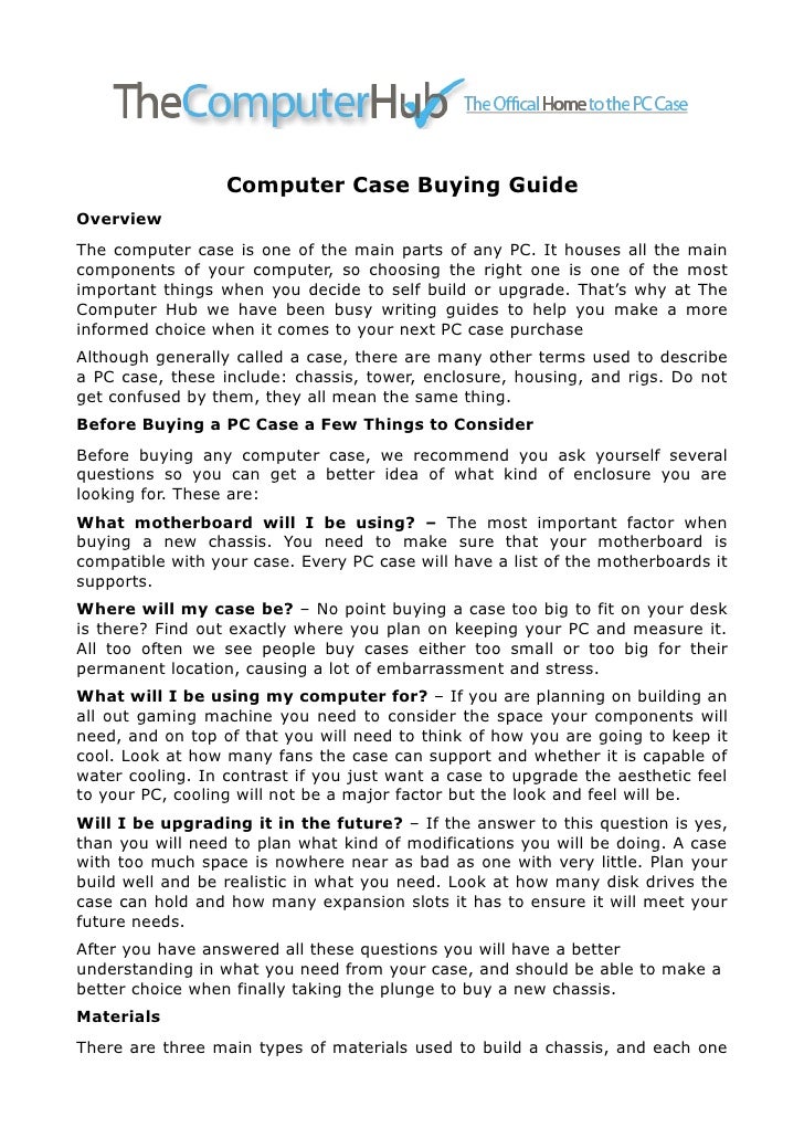 Computer case buying guide