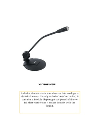 Function Microphone In Computer Computer Hardware & Their Functions | DOCX