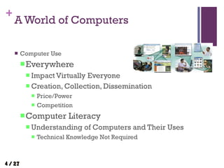 Computer Concepts Intro | PPT | Computing | Technology & Computing