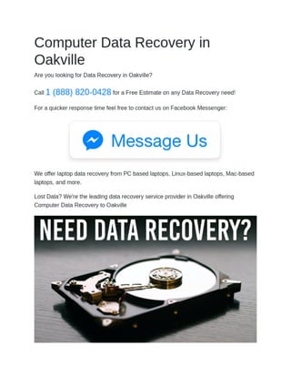 Computer Data Recovery in Oakville