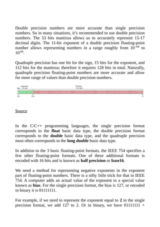 Computer data representation (integers, floating-point numbers, text ...