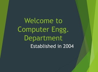 Welcome to
Computer Engg.
Department
Established in 2004
 