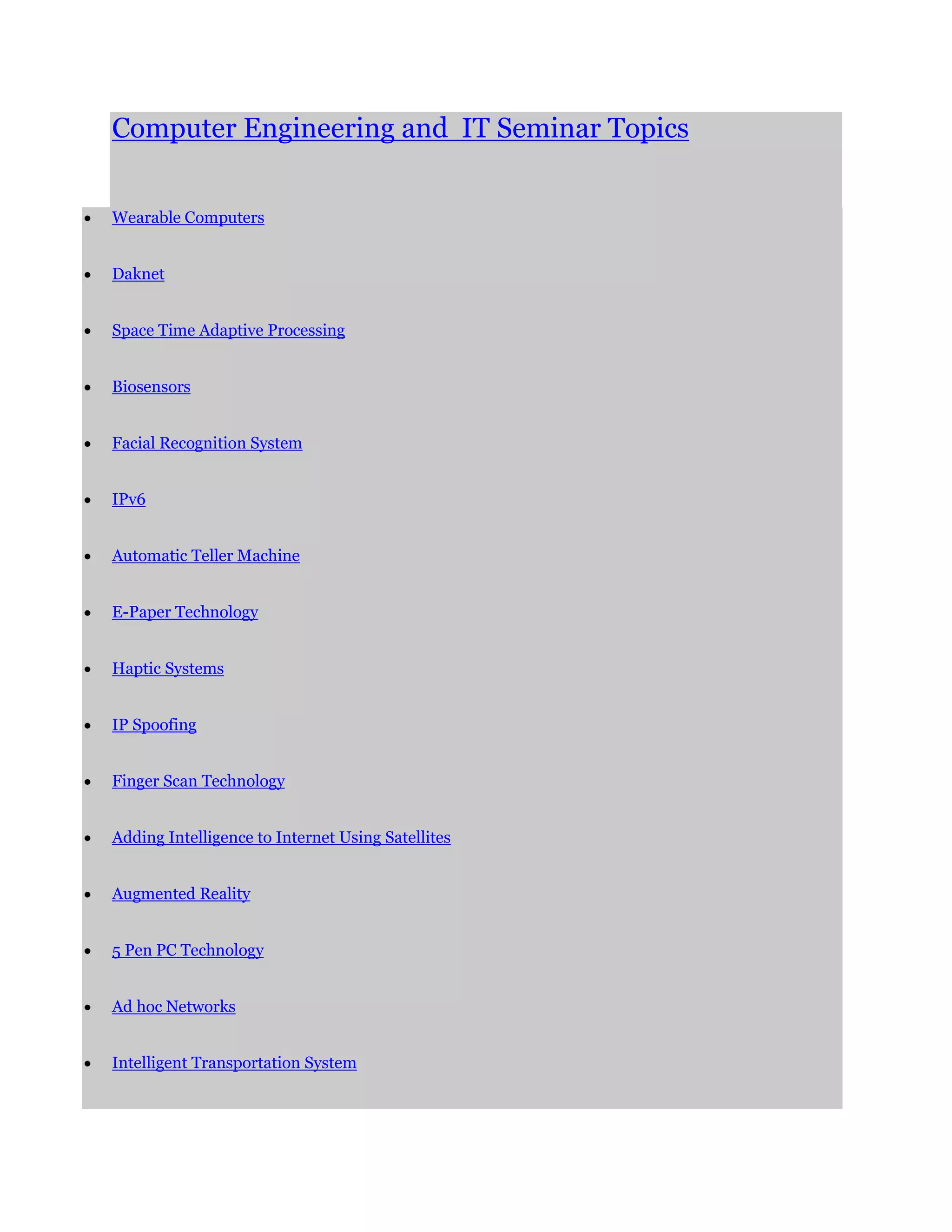 Computer engineering and it seminar topics | DOCX