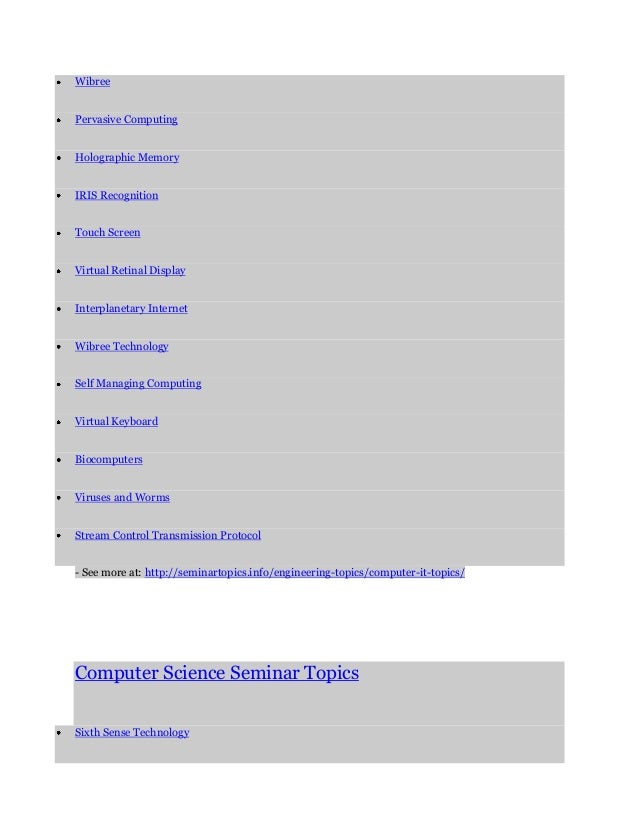 Computer engineering and it seminar topics