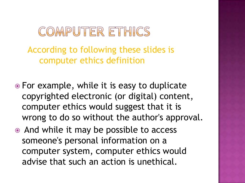 Computer ethics & copyright