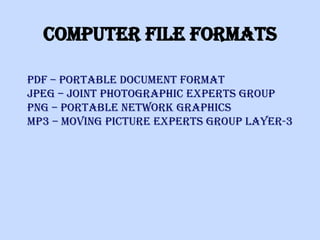 Understanding Common Computer File Formats: PDF, JPEG, PNG, MP3 ...