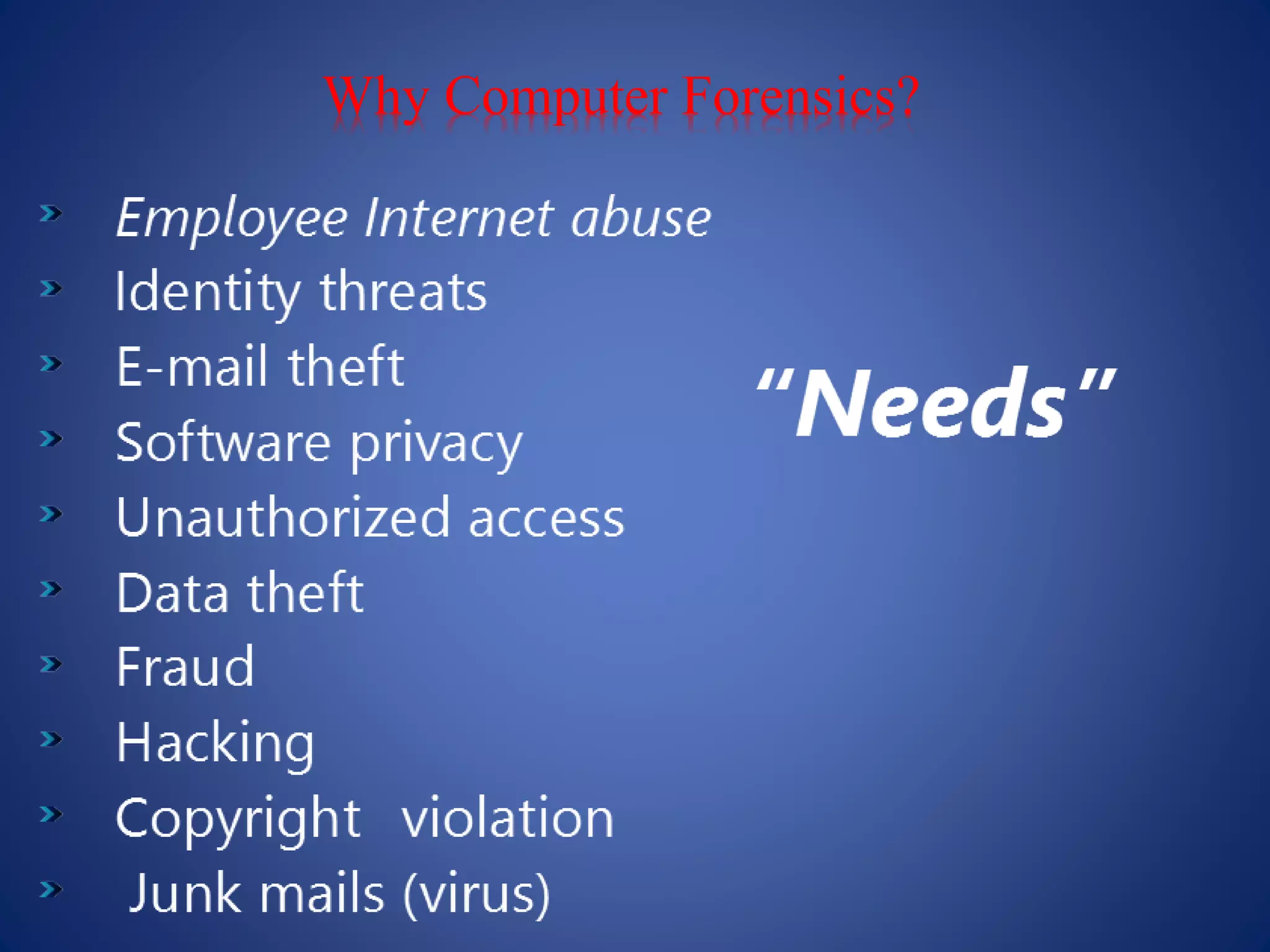 Why Computer Forensics?
 