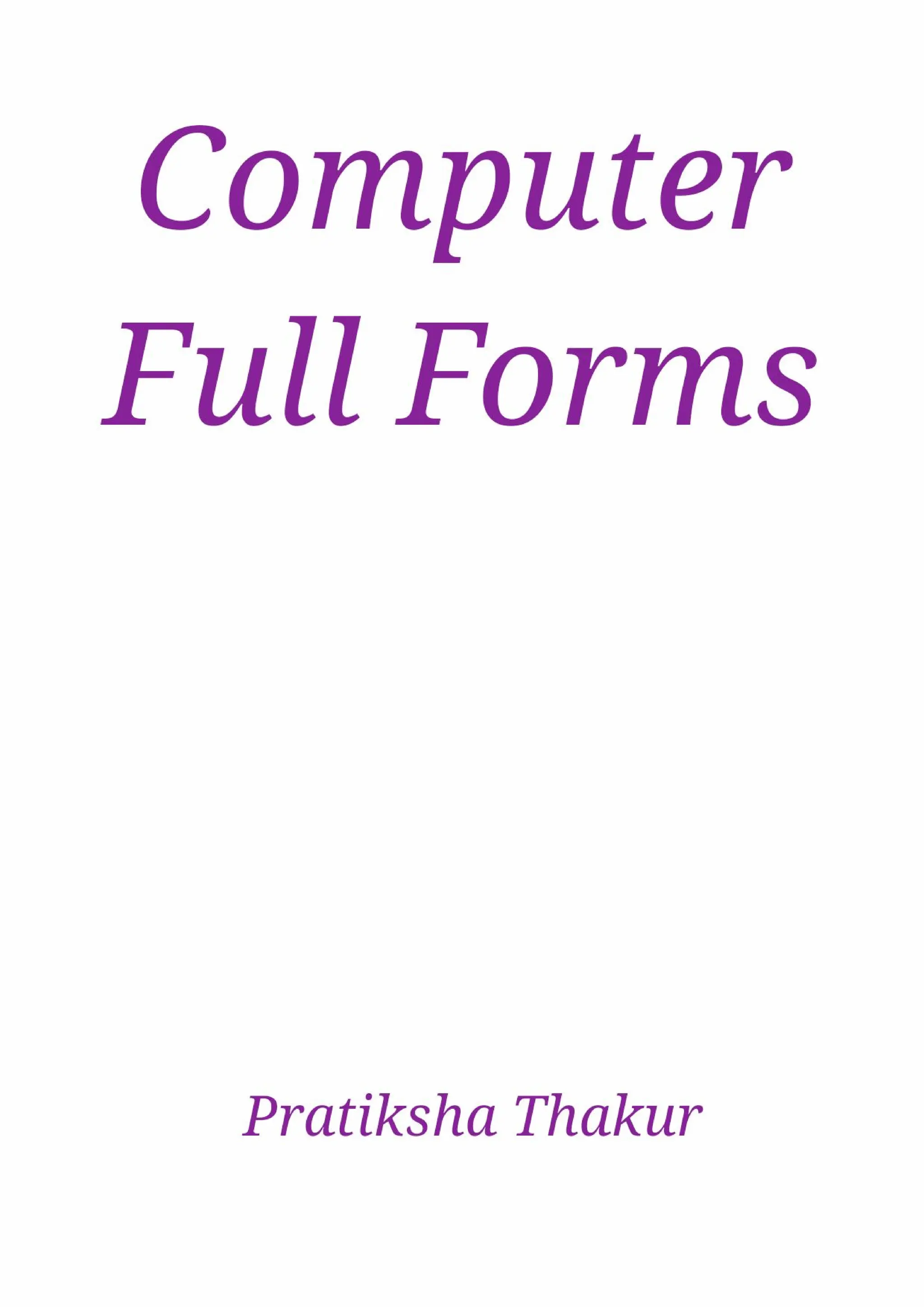Computer Full Forms