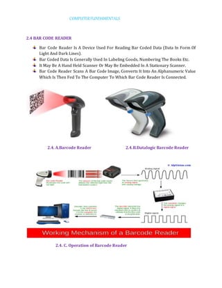 Bar Code Reader Computer Components Computer funadamentals | DOCX
