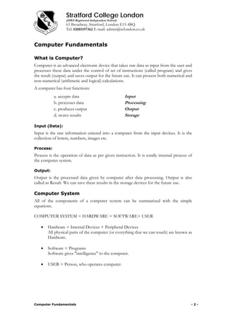 Computer fundamental | PDF | Computer Peripherals | Computing