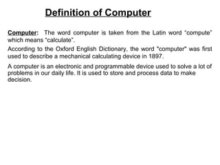 Computer fundamental 1.introduction | PPT | Computing | Technology ...